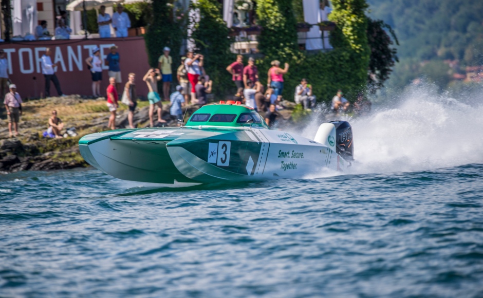 Dubai Police wins race 1 in Stresa, Italy. Abu Dhabi 4 and 222 Offshore to chase